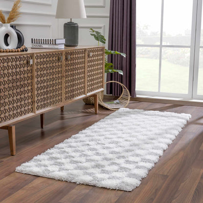 Atira Gray Checkered Area Rug - MyTuftedRugs.com