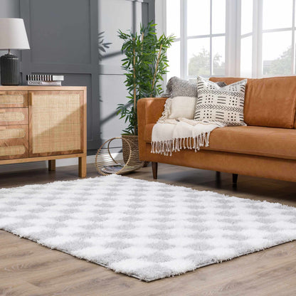 Atira Gray Checkered Area Rug - MyTuftedRugs.com
