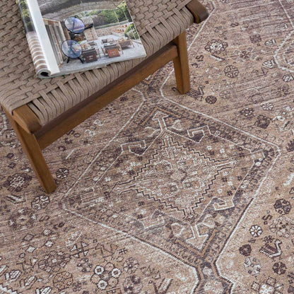 Barny Brown Flat Pile Washable Rug - MyTuftedRugs.com