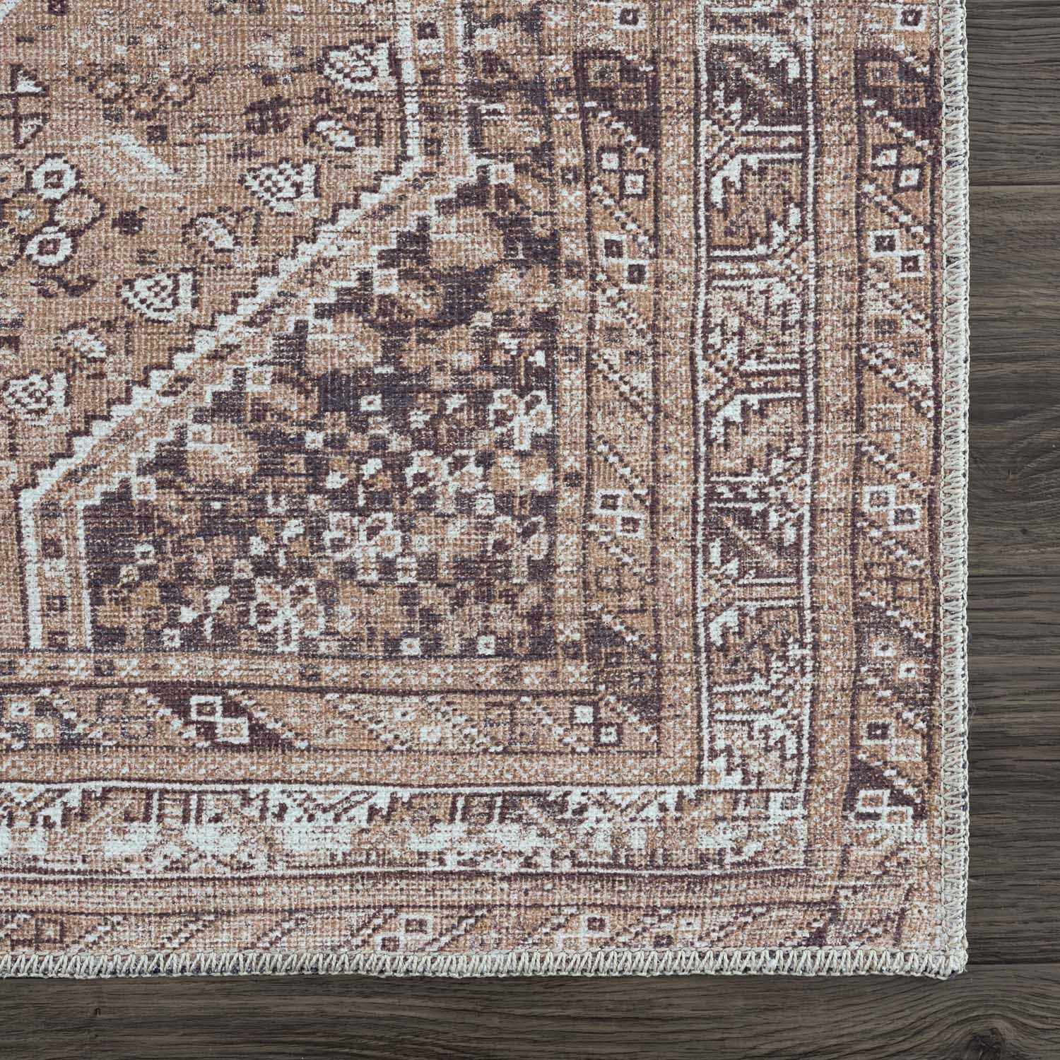 Barny Brown Flat Pile Washable Rug - MyTuftedRugs.com