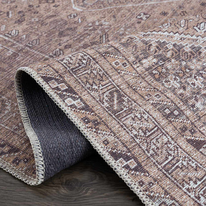 Barny Brown Flat Pile Washable Rug - MyTuftedRugs.com