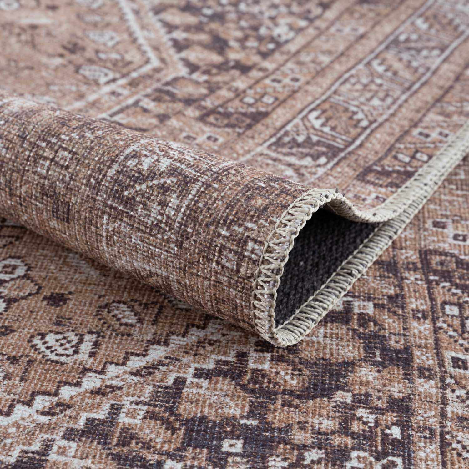 Barny Brown Flat Pile Washable Rug - MyTuftedRugs.com