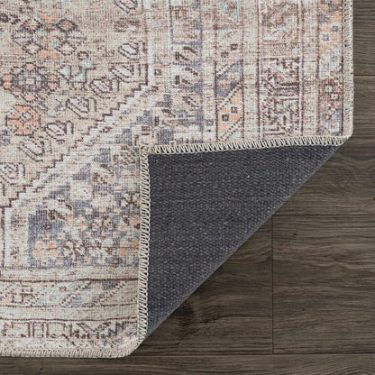 Barny Tan Flat Pile Washable Rug Area Rug - MyTuftedRugs.com