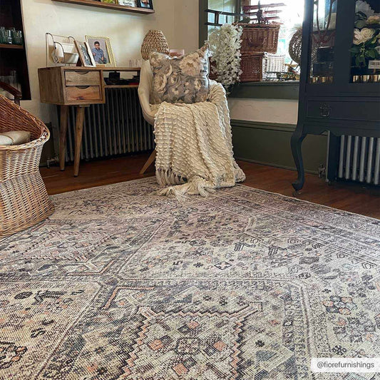 Barny Tan Flat Pile Washable Rug Area Rug - MyTuftedRugs.com