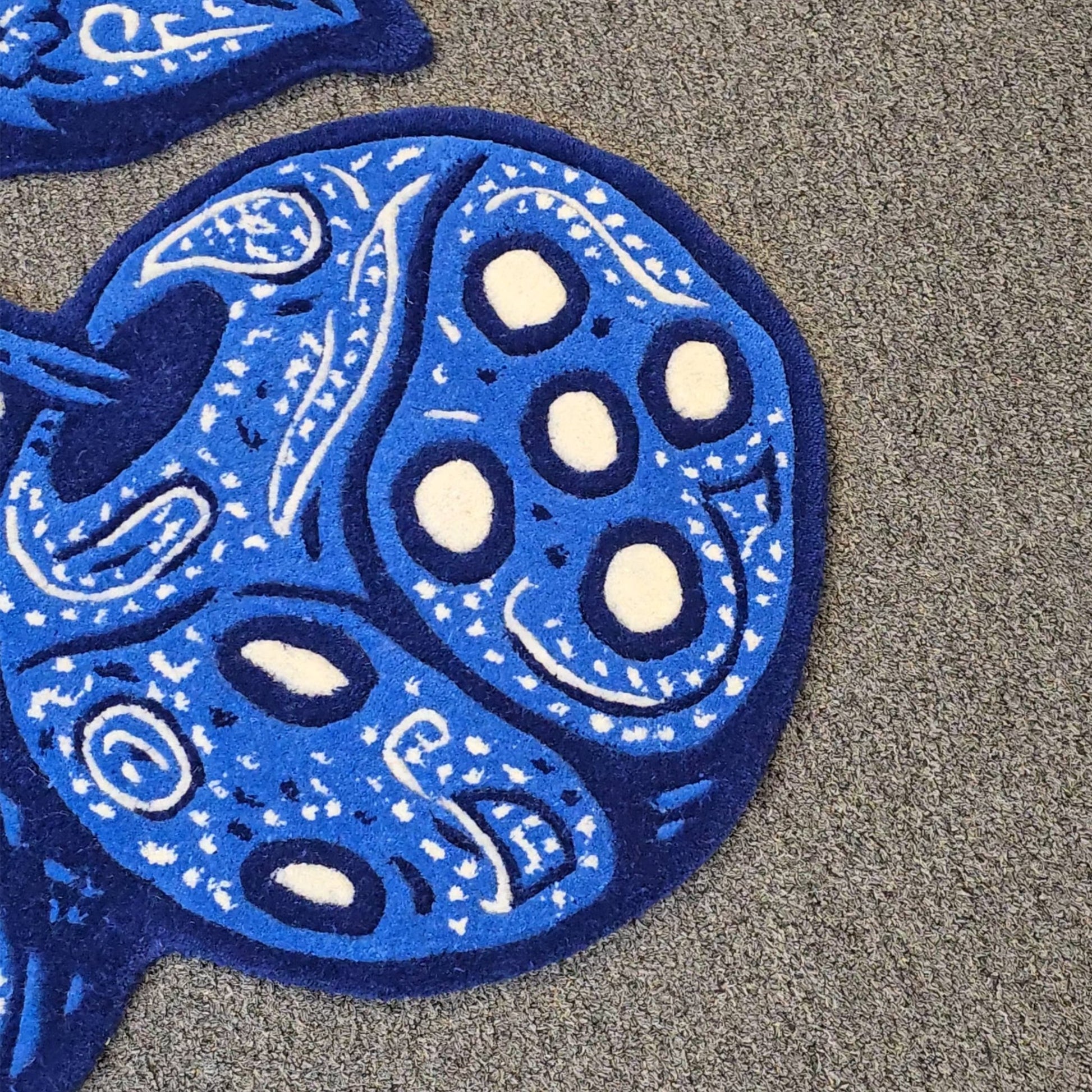Blue Bandana Cherry Dice Hand - Tufted Rug - MyTuftedRugs.com