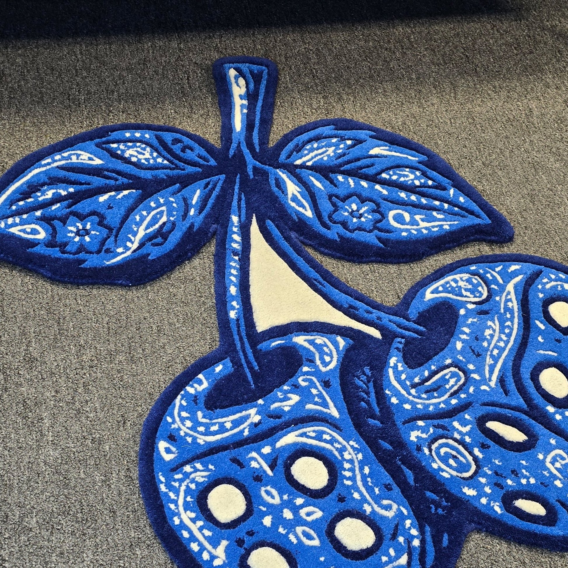 Blue Bandana Cherry Dice Hand - Tufted Rug - MyTuftedRugs.com