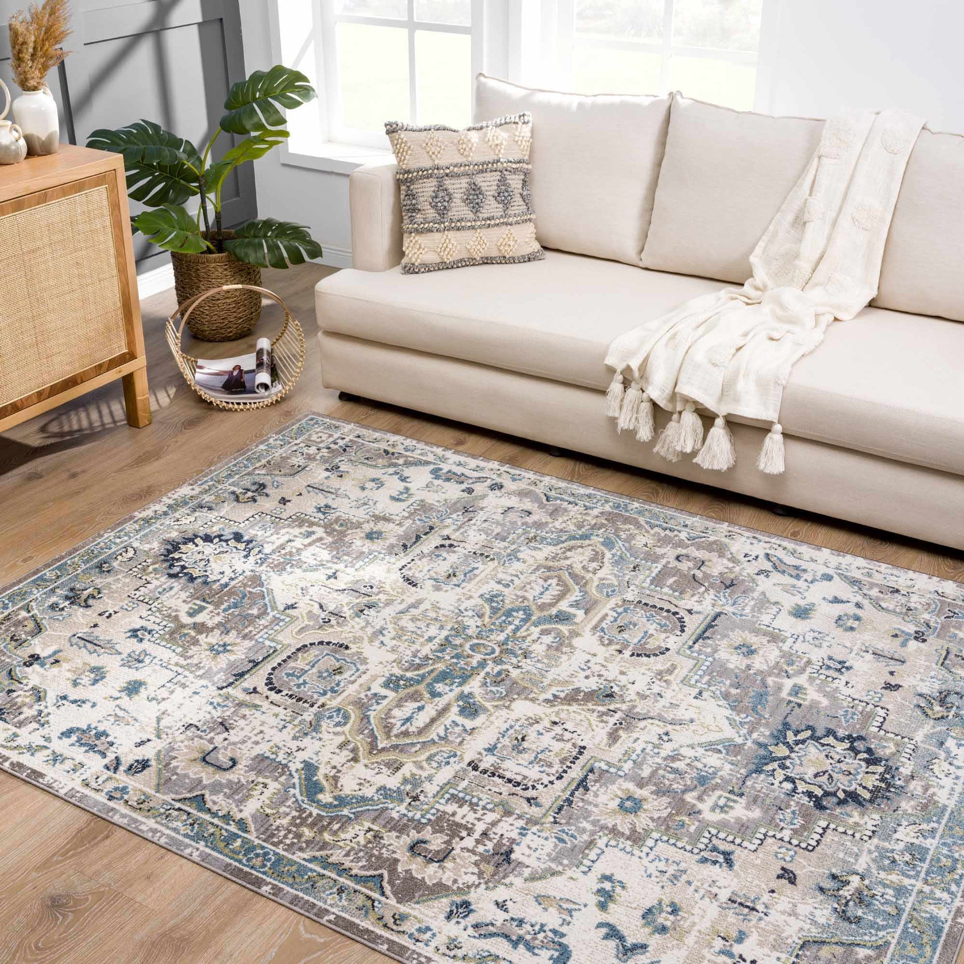 Cabacungan Gray & Blue Washable Area Rug - MyTuftedRugs.com