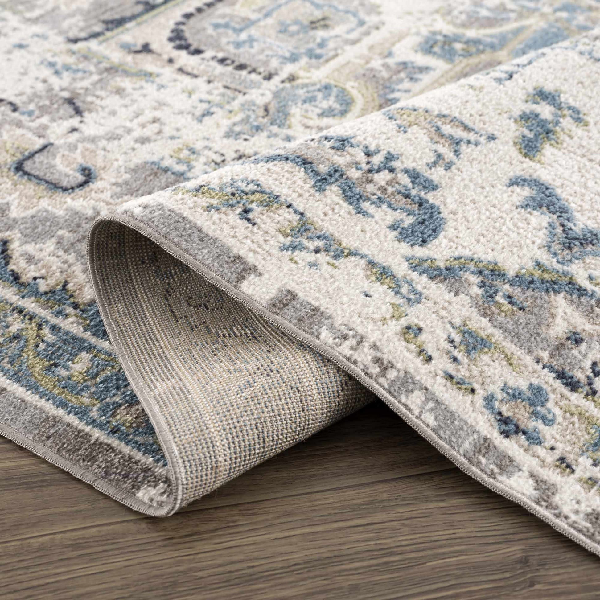 Cabacungan Gray & Blue Washable Area Rug - MyTuftedRugs.com