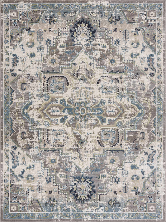 Cabacungan Gray & Blue Washable Area Rug - MyTuftedRugs.com