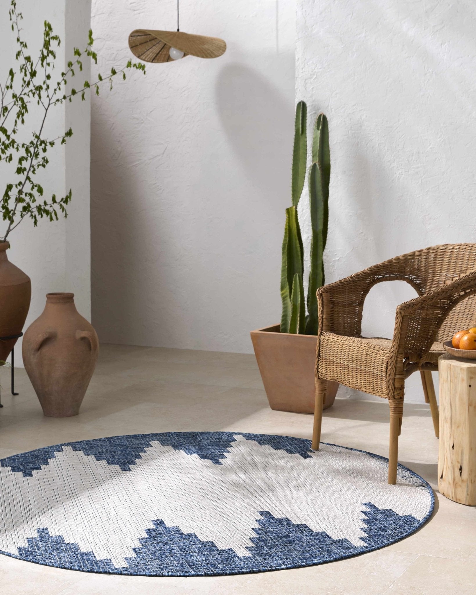 Djugun Navy Outdoor Rug - MyTuftedRugs.com