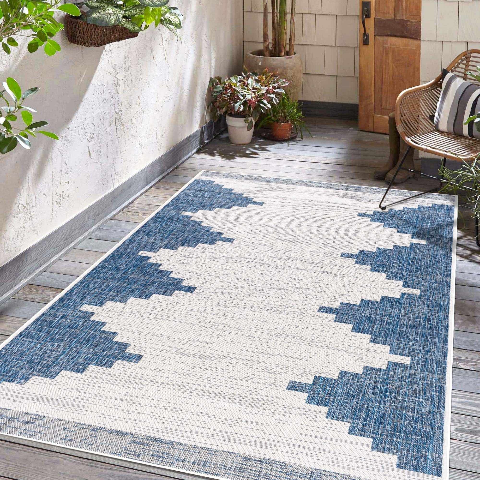 Djugun Navy Outdoor Rug - MyTuftedRugs.com