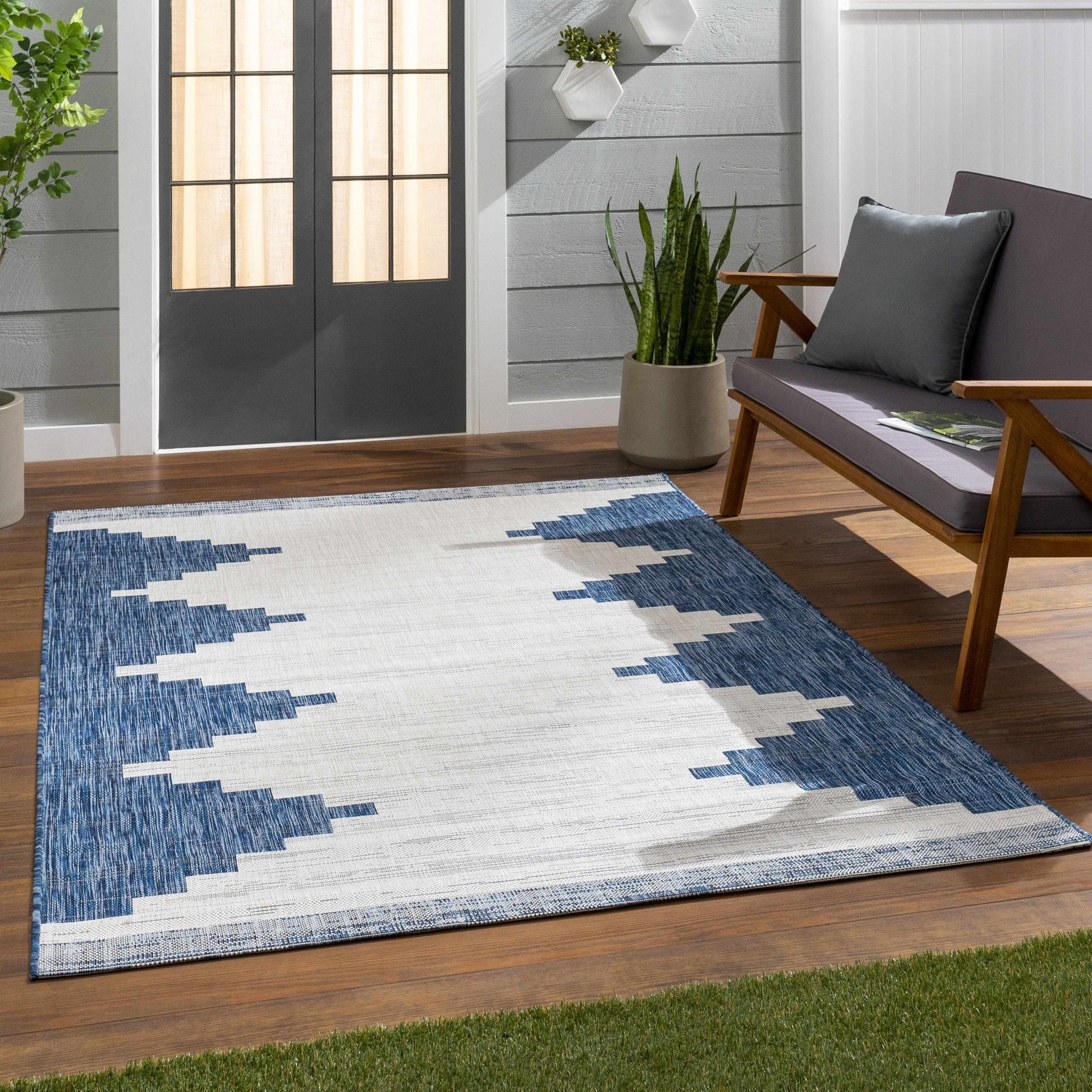 Djugun Navy Outdoor Rug - MyTuftedRugs.com