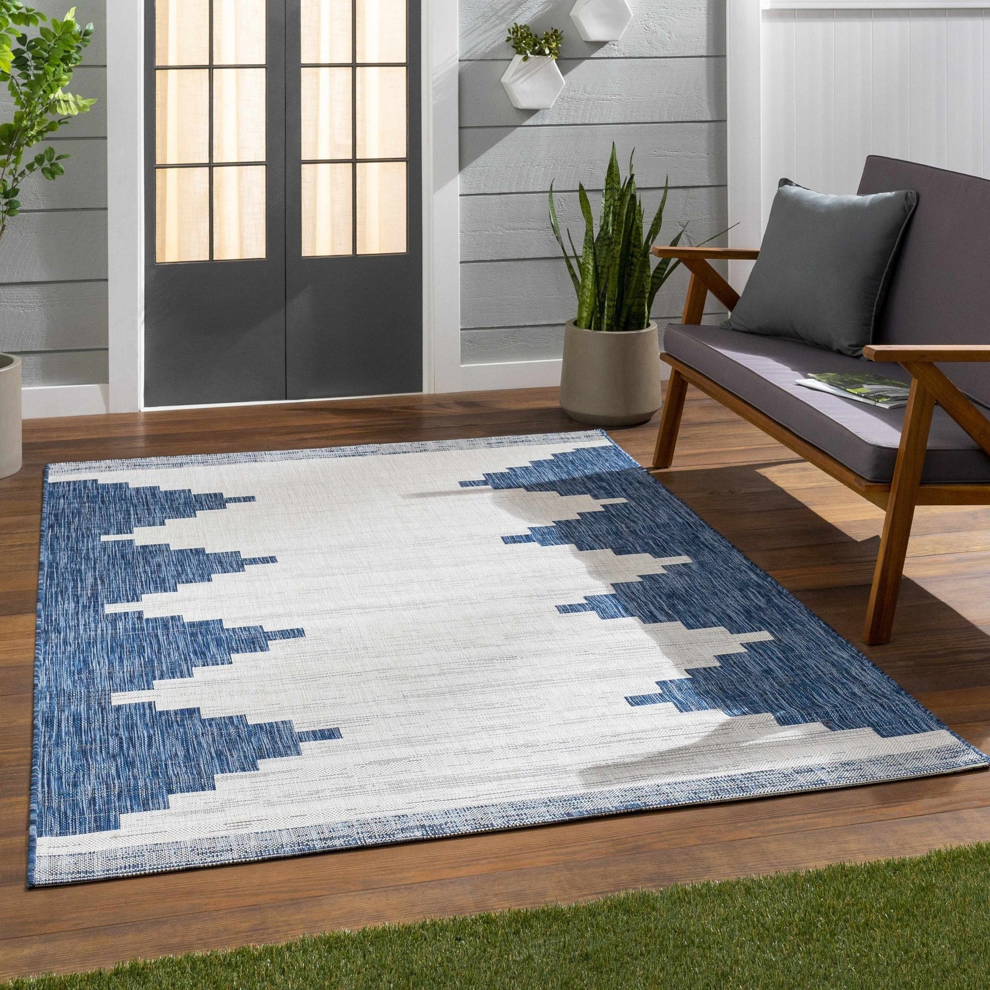 Djugun Navy Outdoor Rug - MyTuftedRugs.com