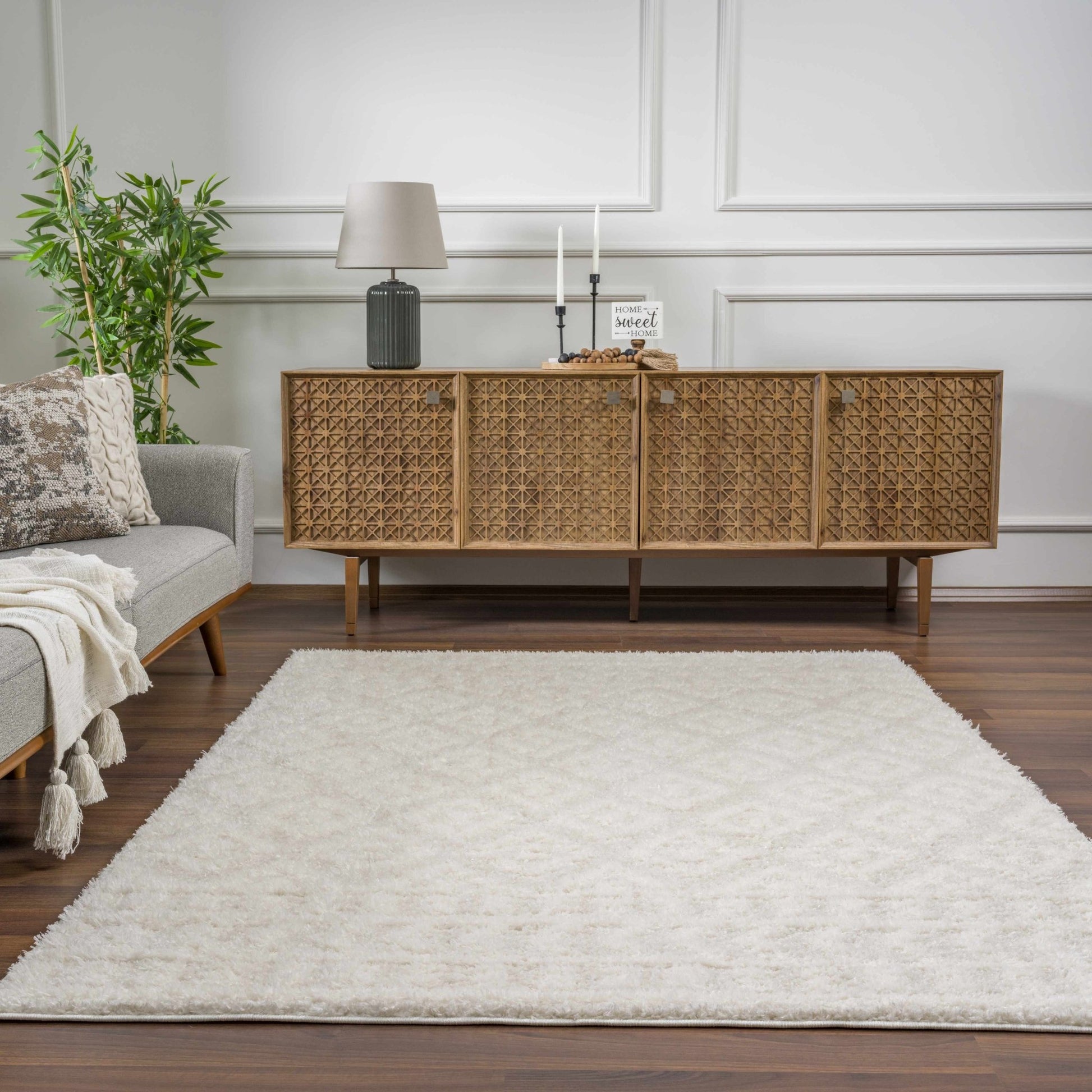 Eivin Cream Diamonds Plush Rug - MyTuftedRugs.com