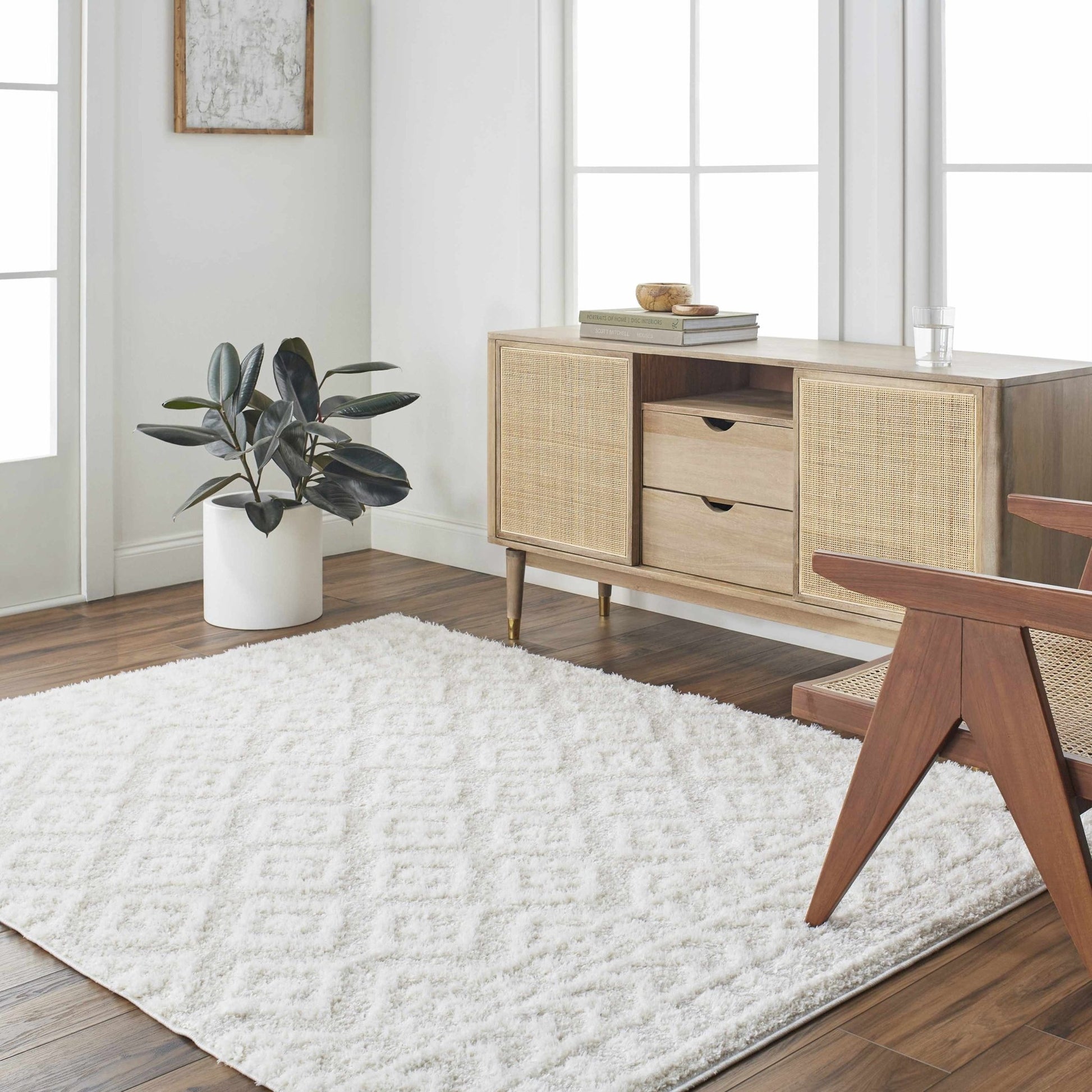 Eivin Cream Diamonds Plush Rug - MyTuftedRugs.com