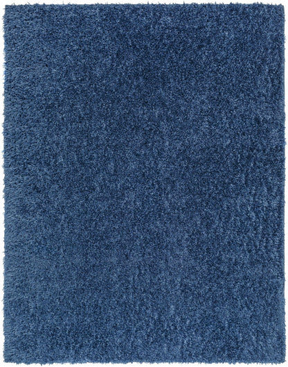 Faina Solid Dark Blue Shag Rug Washable - MyTuftedRugs.com