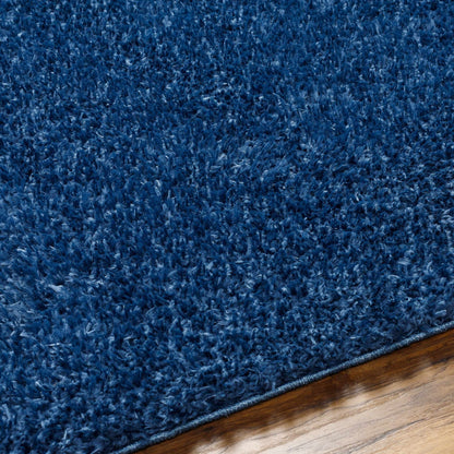 Faina Solid Dark Blue Shag Rug Washable - MyTuftedRugs.com