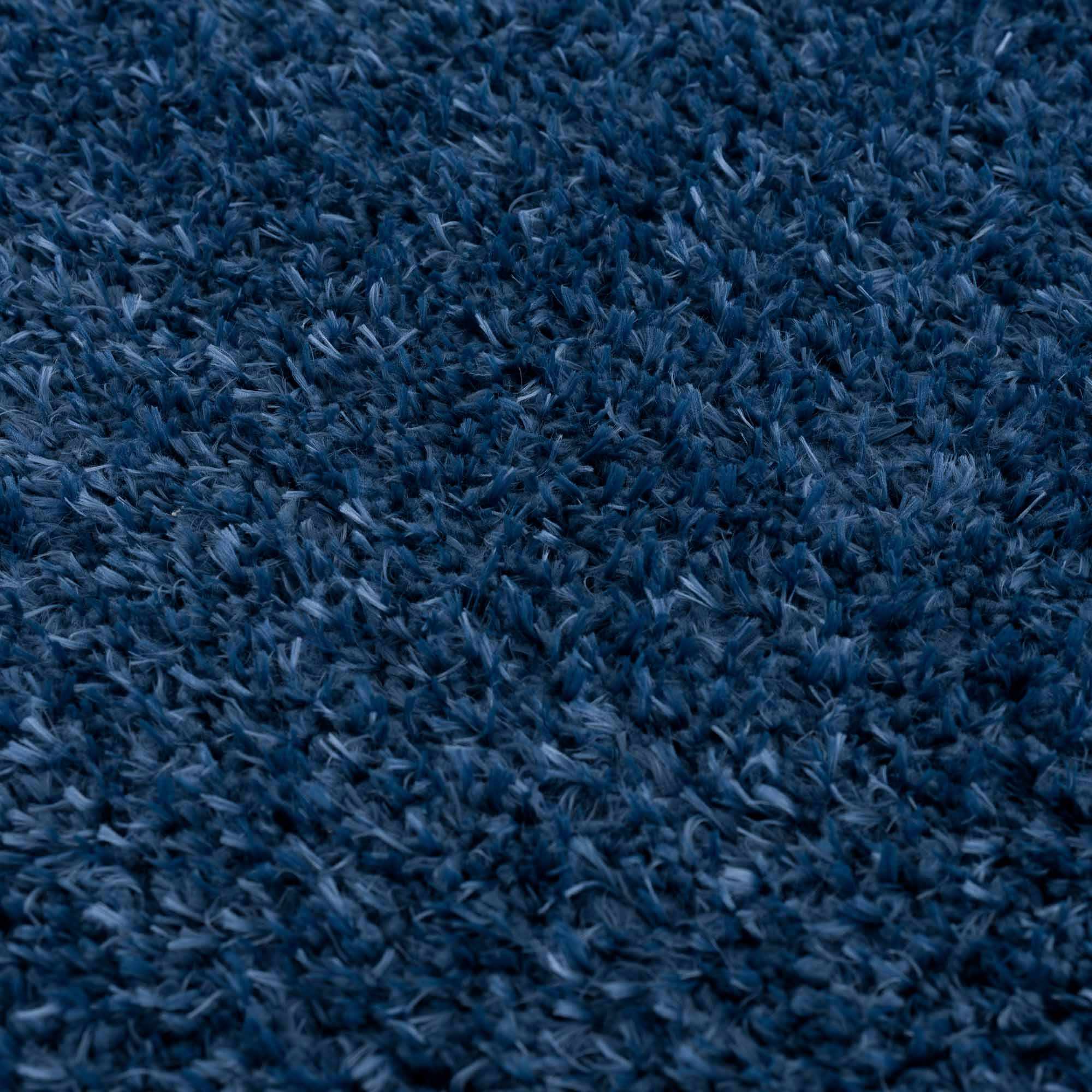 Faina Solid Dark Blue Shag Rug Washable - MyTuftedRugs.com