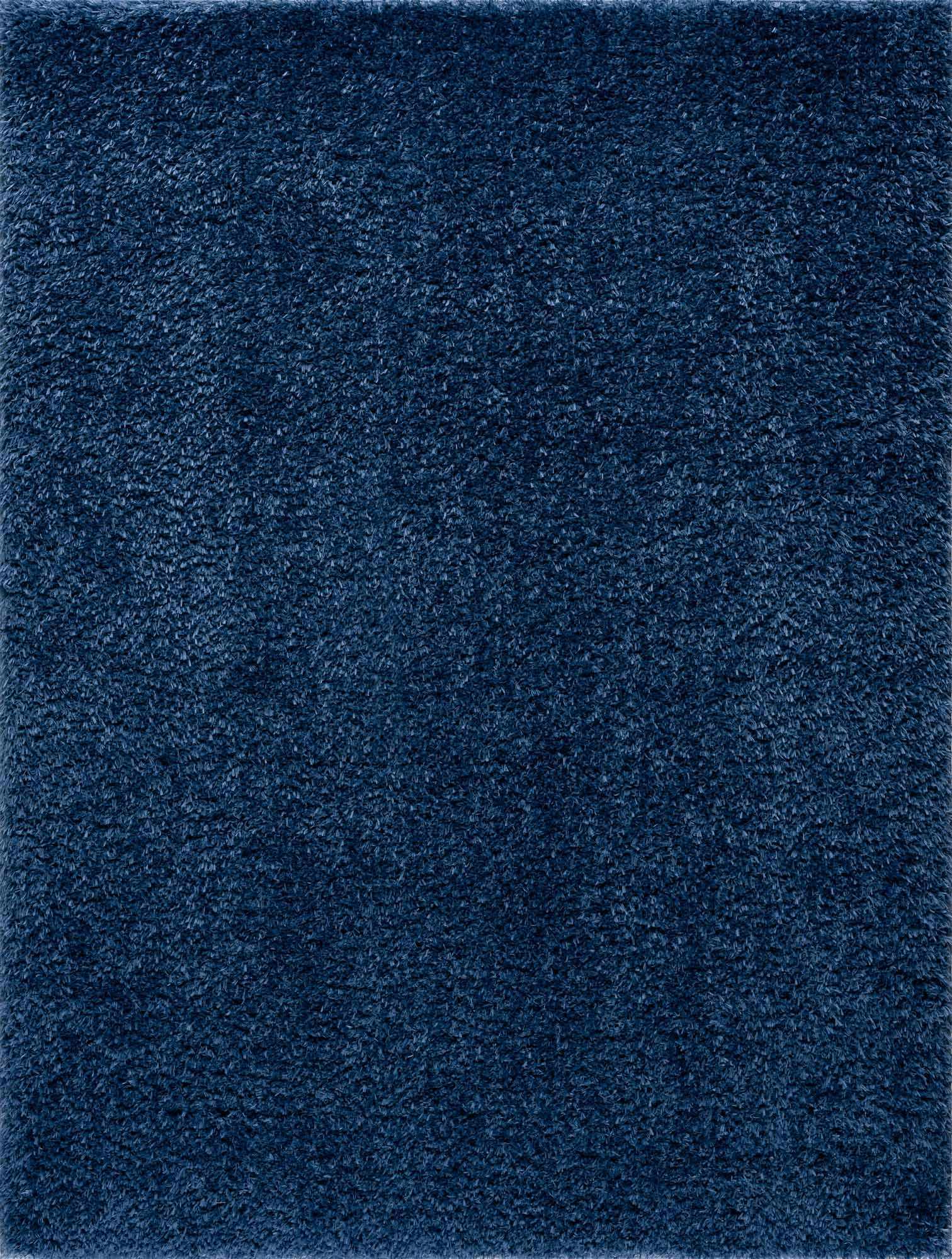 Faina Solid Dark Blue Shag Rug Washable - MyTuftedRugs.com