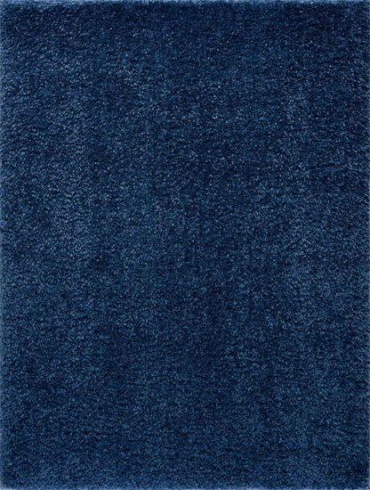 Faina Solid Dark Blue Shag Rug Washable - MyTuftedRugs.com