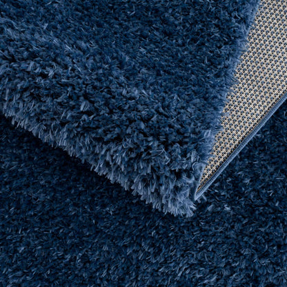 Faina Solid Dark Blue Shag Rug Washable - MyTuftedRugs.com