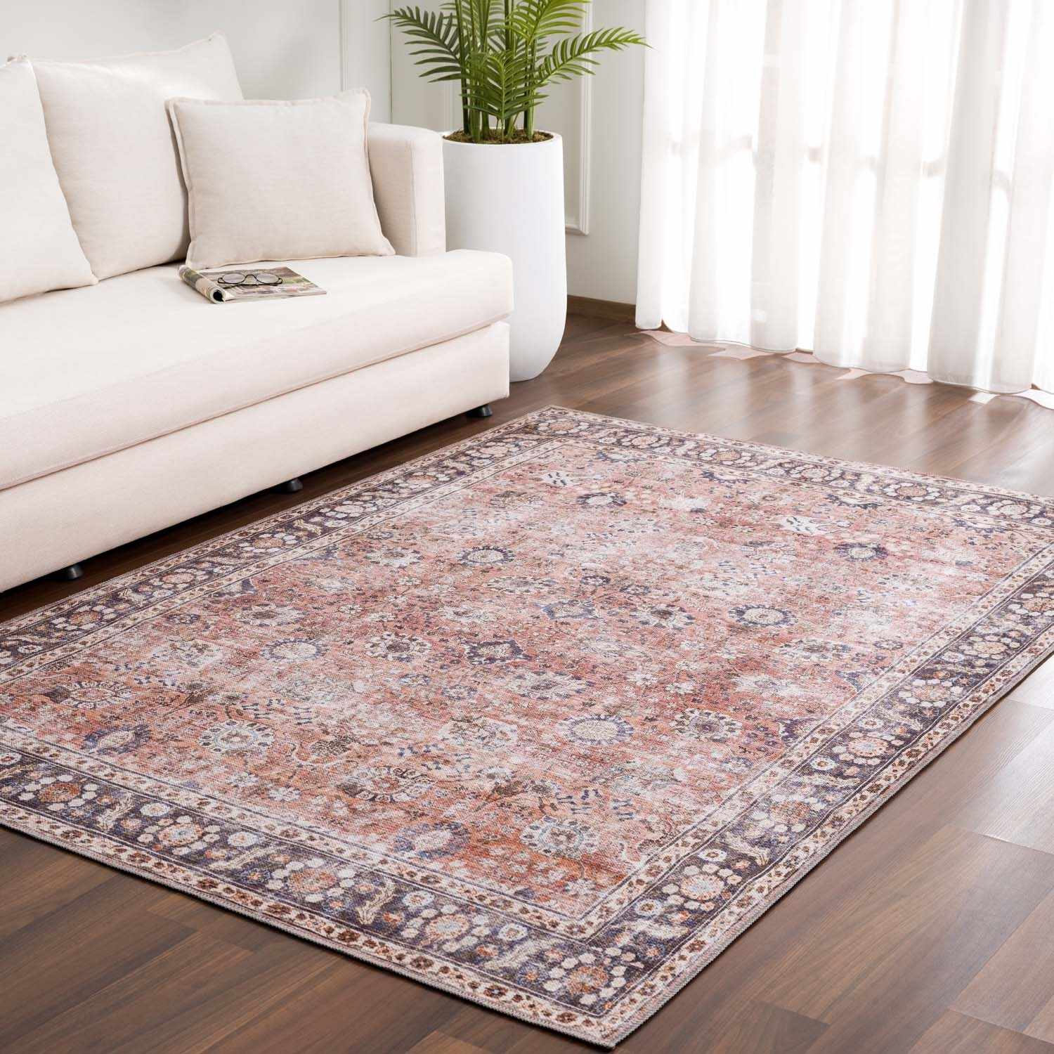 Ganyangan Red Washable Rug - MyTuftedRugs.com