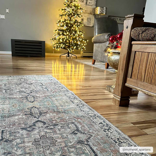 Green Nisa Tumble Dry Washable Rug - MyTuftedRugs.com
