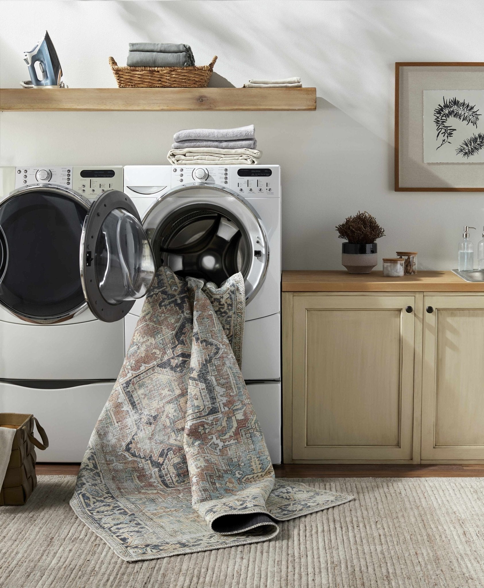 Green Nisa Tumble Dry Washable Rug - MyTuftedRugs.com