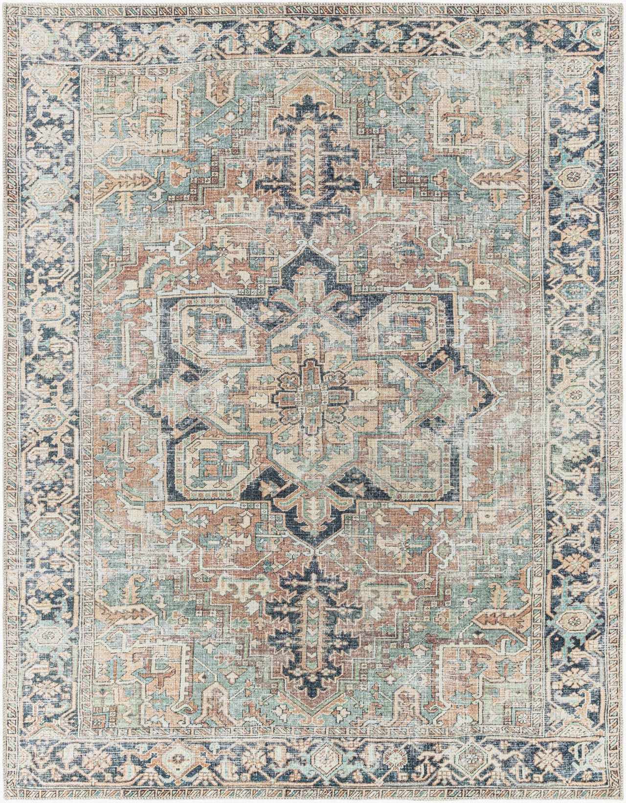 Green Nisa Tumble Dry Washable Rug - MyTuftedRugs.com