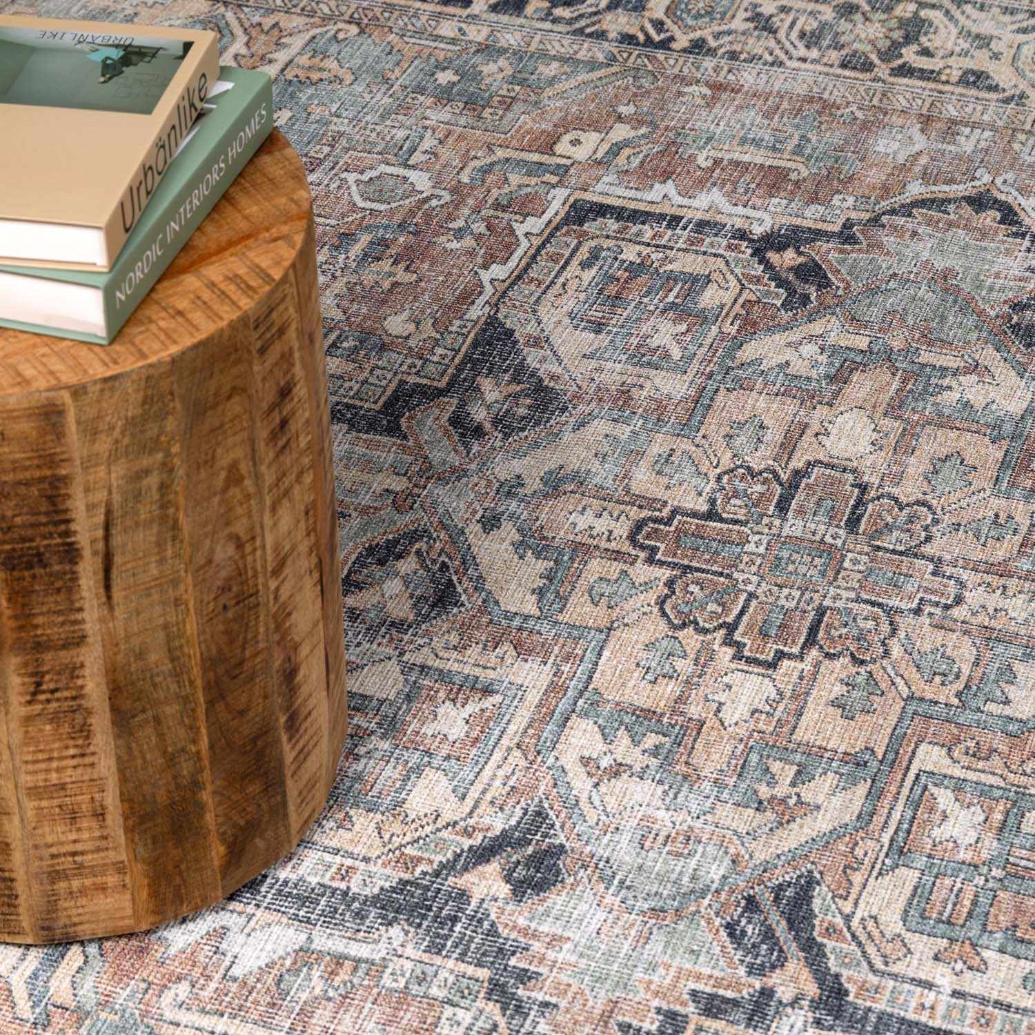Green Nisa Tumble Dry Washable Rug - MyTuftedRugs.com