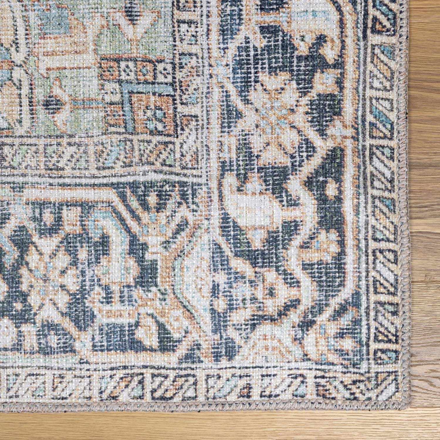 Green Nisa Tumble Dry Washable Rug - MyTuftedRugs.com