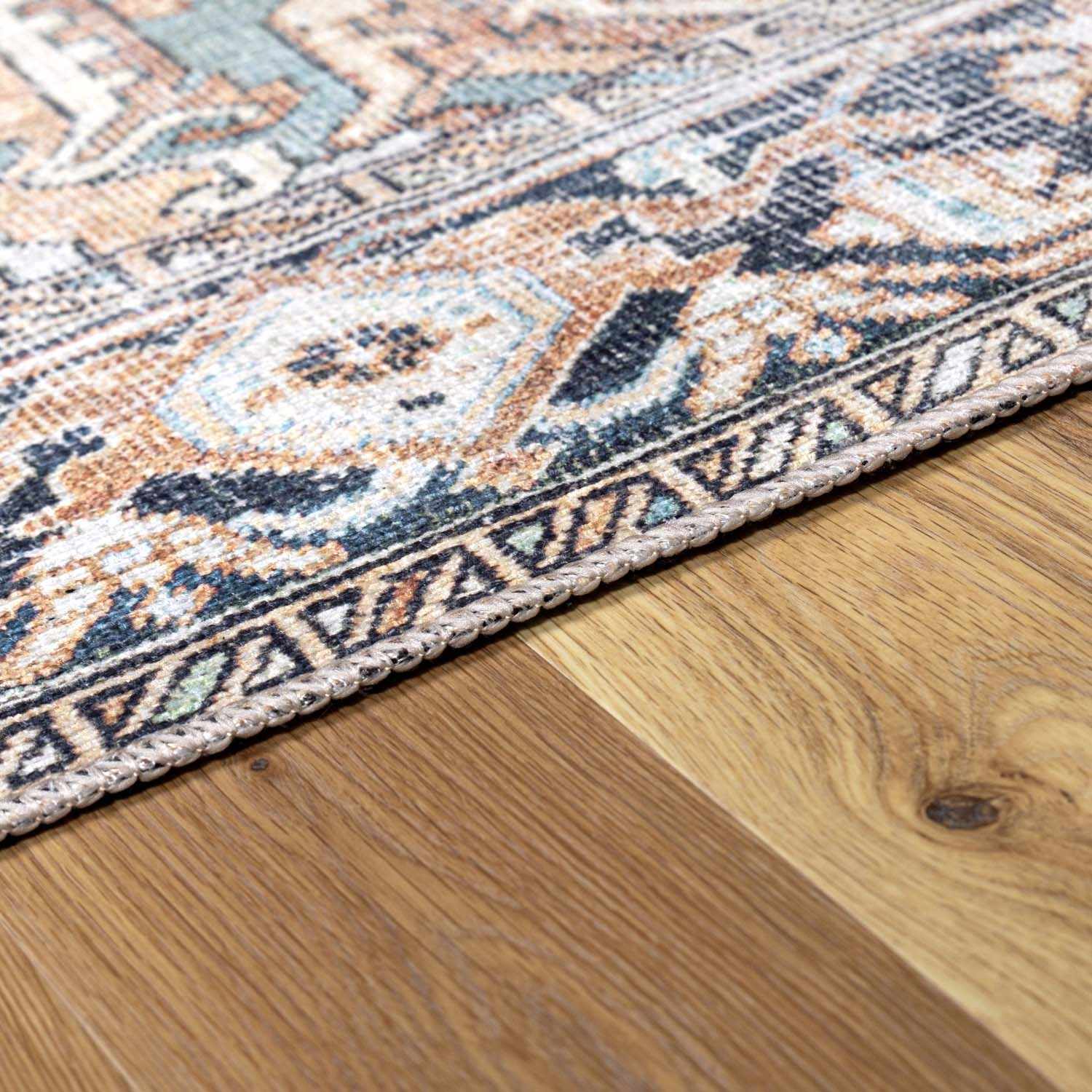 Green Nisa Tumble Dry Washable Rug - MyTuftedRugs.com
