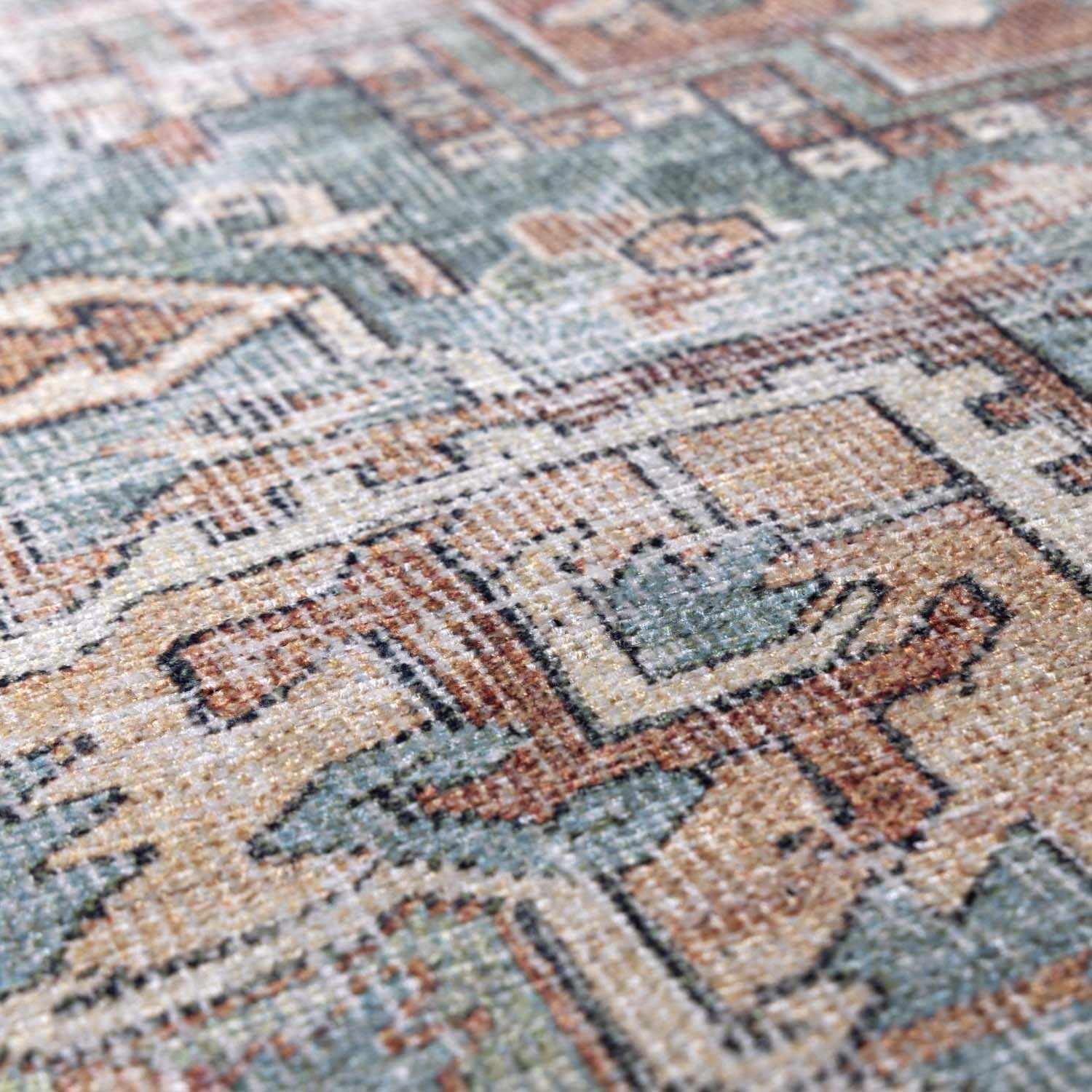 Green Nisa Tumble Dry Washable Rug - MyTuftedRugs.com