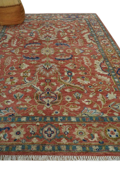 Hand - Knotted Antique Floral Oushak Rug 8x10 | Wool - MyTuftedRugs.com