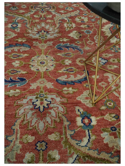 Hand - Knotted Antique Floral Oushak Rug 8x10 | Wool - MyTuftedRugs.com