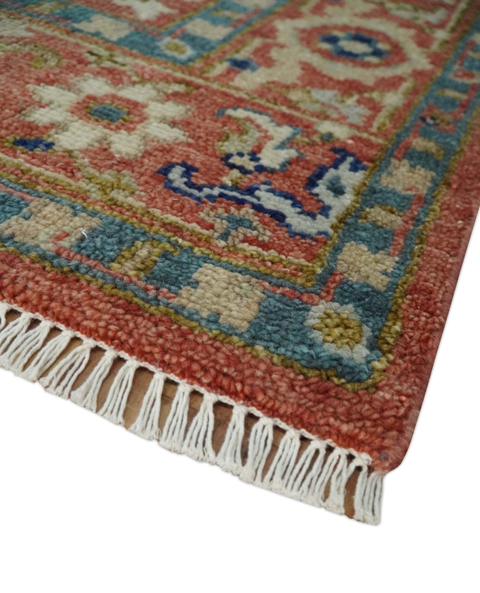 Hand - Knotted Antique Floral Oushak Rug 8x10 | Wool - MyTuftedRugs.com