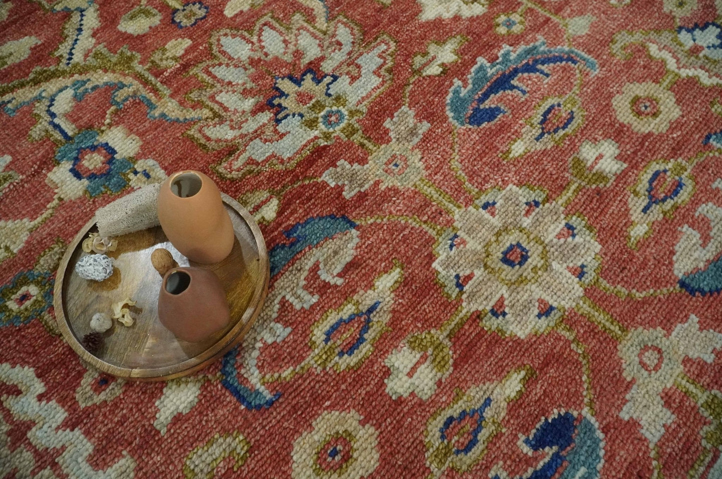 Hand - Knotted Antique Floral Oushak Rug 8x10 | Wool - MyTuftedRugs.com