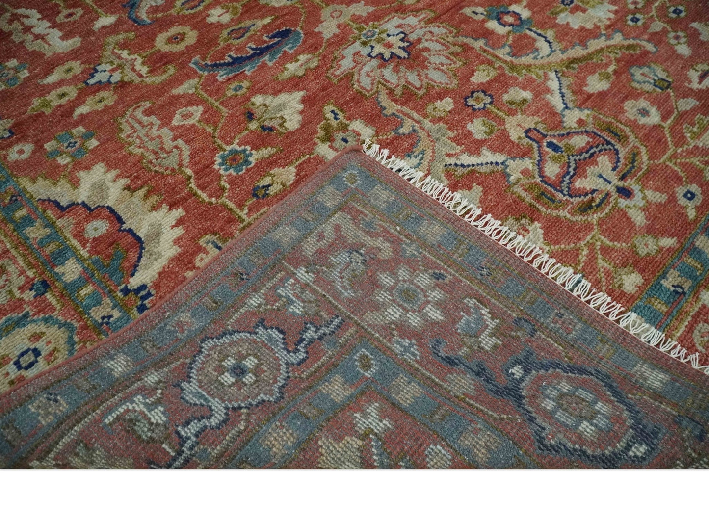 Hand - Knotted Antique Floral Oushak Rug 8x10 | Wool - MyTuftedRugs.com