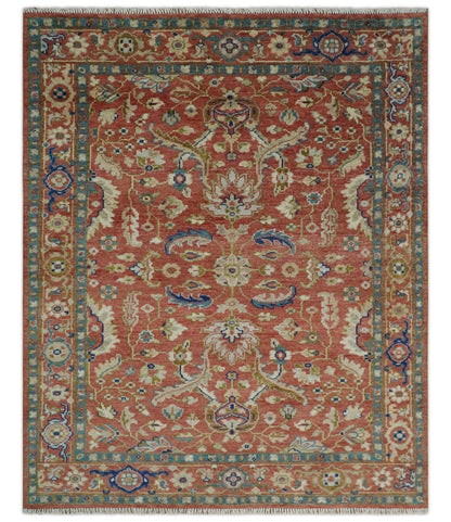 Hand - Knotted Antique Floral Oushak Rug 8x10 | Wool - MyTuftedRugs.com