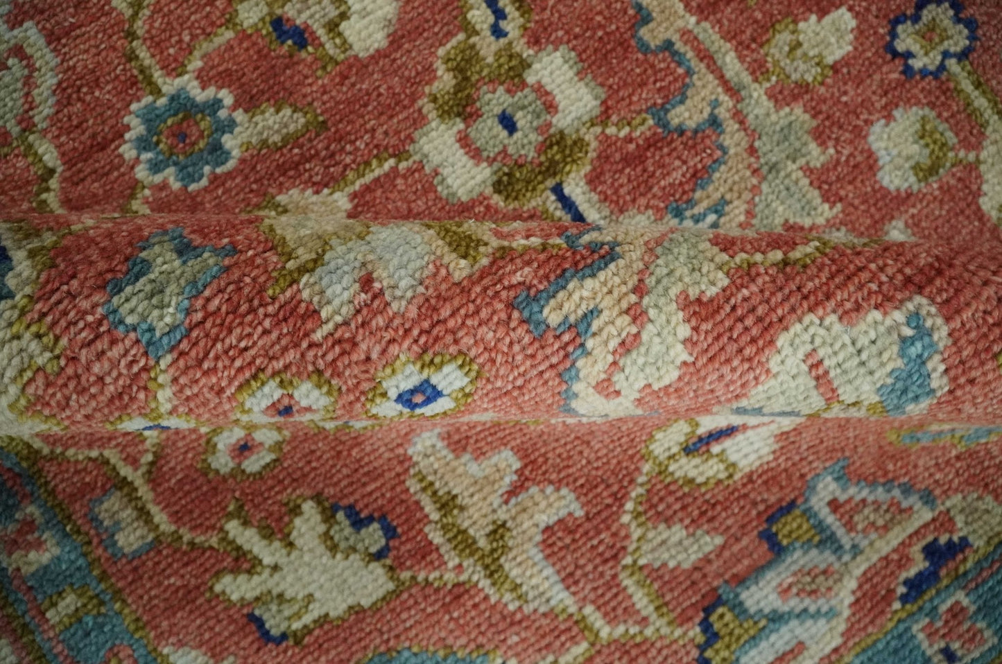 Hand - Knotted Antique Floral Oushak Rug 8x10 | Wool - MyTuftedRugs.com