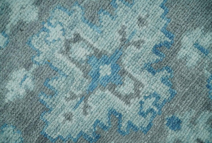 Hand - Knotted Oushak Rug | Gray & Blue Wool | Made - to - Order 4–6 Weeks - MyTuftedRugs.com