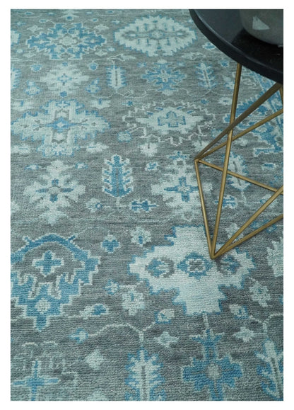 Hand - Knotted Oushak Rug | Gray & Blue Wool | Made - to - Order 4–6 Weeks - MyTuftedRugs.com