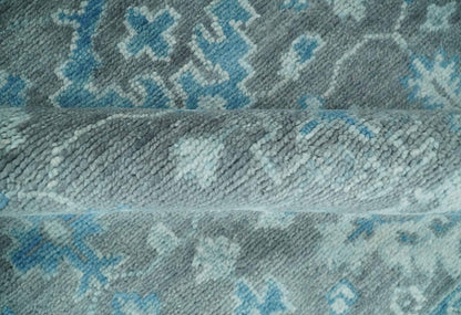 Hand - Knotted Oushak Rug | Gray & Blue Wool | Made - to - Order 4–6 Weeks - MyTuftedRugs.com