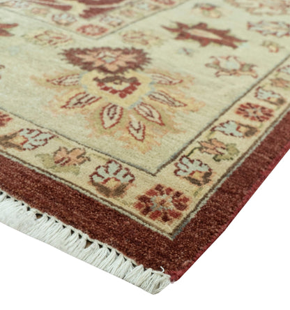 Hand - Knotted Persian Rug 8x10 | Burgundy & Gold Wool - MyTuftedRugs.com