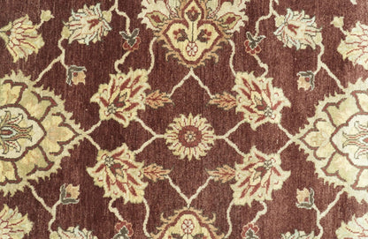 Hand - Knotted Persian Rug 8x10 | Burgundy & Gold Wool - MyTuftedRugs.com