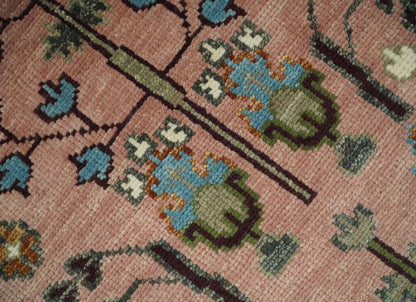 Hand - Knotted Pink & Olive Persian Rug | Wool | Ready to Ship - MyTuftedRugs.com