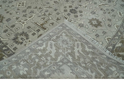 Hand - Knotted Silver & Olive Oushak Rug | Wool | Made - to - Order 30–45 Days - MyTuftedRugs.com