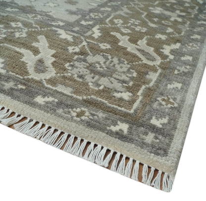 Hand - Knotted Silver & Olive Oushak Rug | Wool | Made - to - Order 30–45 Days - MyTuftedRugs.com