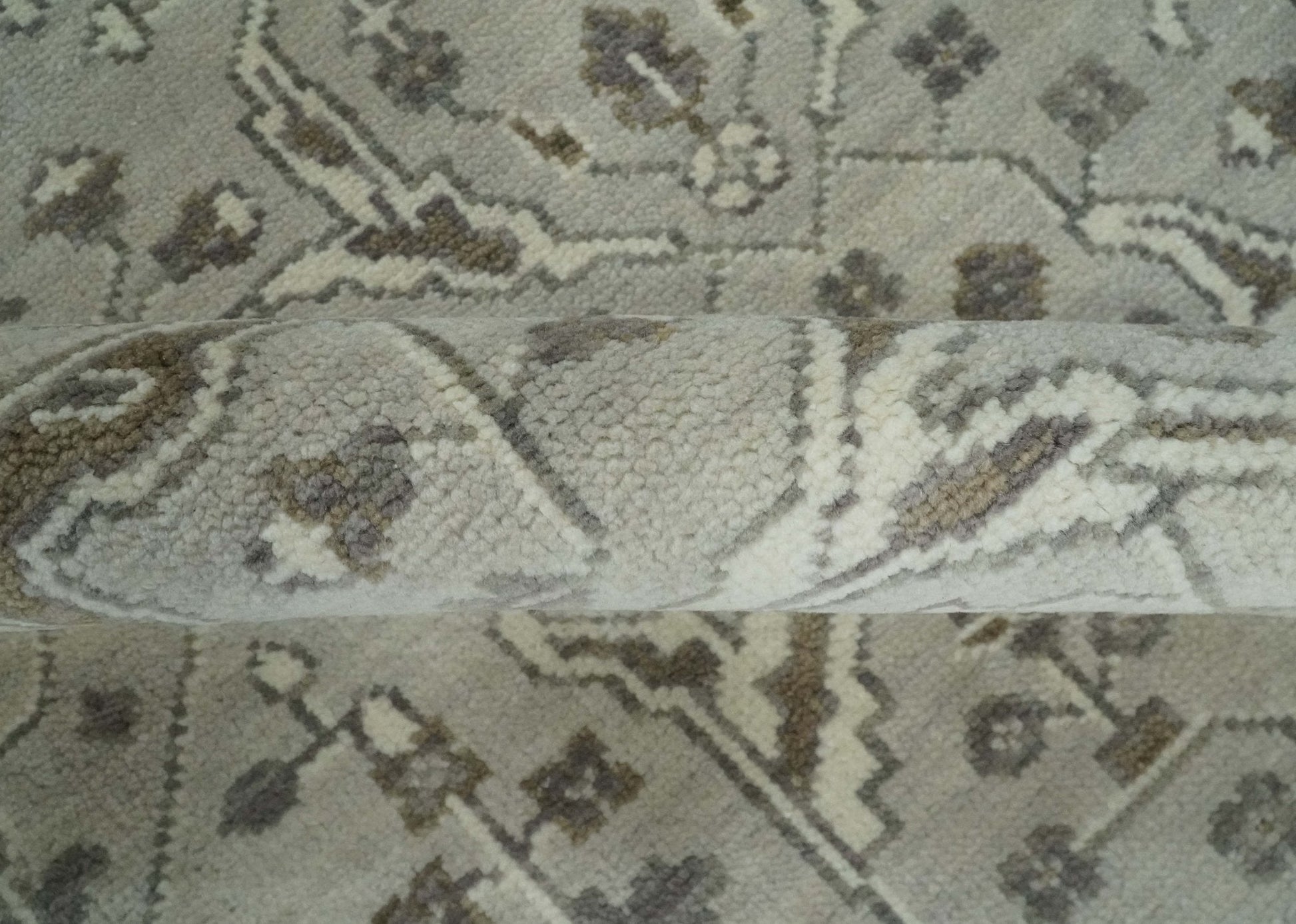 Hand - Knotted Silver & Olive Oushak Rug | Wool | Made - to - Order 30–45 Days - MyTuftedRugs.com