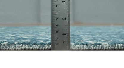 Hand - Knotted Vintage Wool Runner Rug White and Blue Traditional Design 2x10 - MyTuftedRugs.com